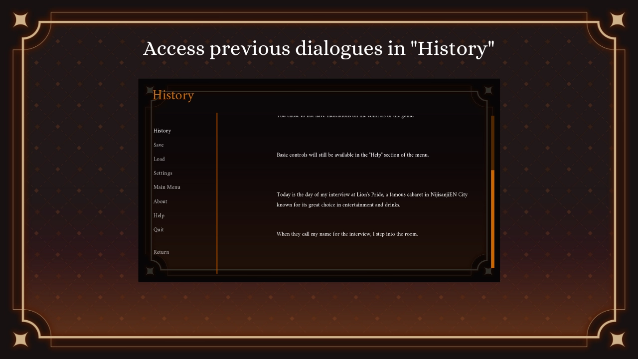 Screenshot of the History menu